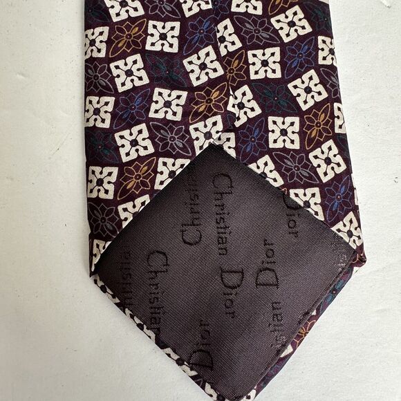 Christian Dior Monsieur Silk Men's Neck Tie Designer Geometric Pattern Classic - Picture 7 of 10